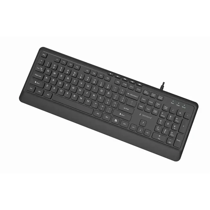 Gembird KB-MCH-05 Multimedia USB Keyboard - Slim "chocolate-style", Black, US Layout, USB-A & USB-C
