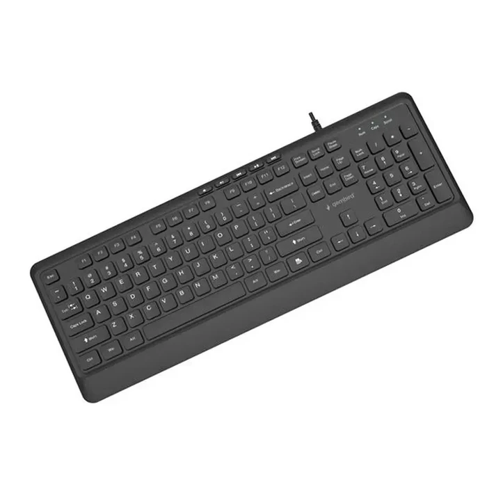 Gembird KB-MCH-05 Multimedia USB Keyboard - Slim "chocolate-style", Black, US Layout, USB-A & USB-C