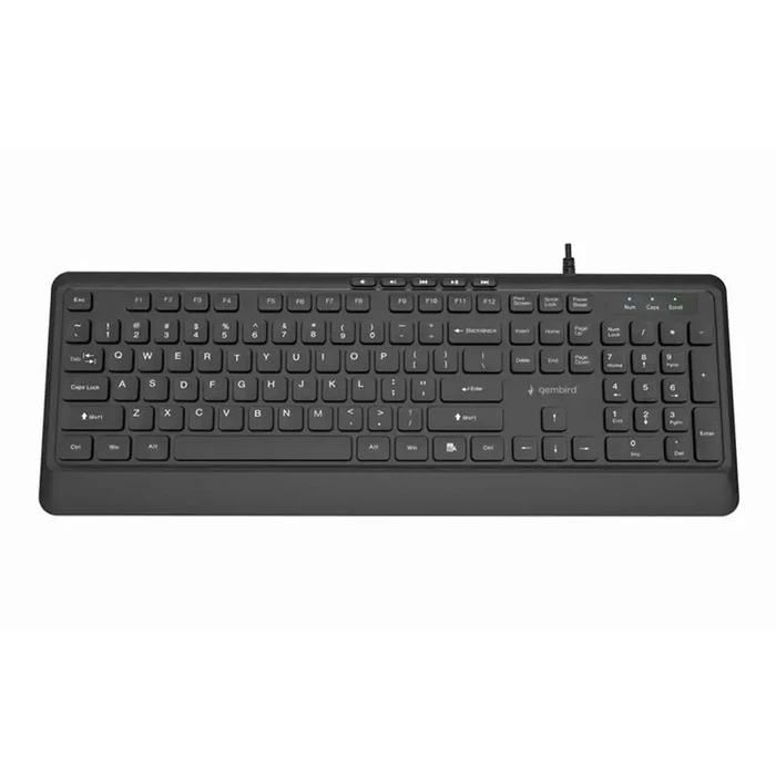 Gembird KB-MCH-05 Multimedia USB Keyboard - Slim "chocolate-style", Black, US Layout, USB-A & USB-C