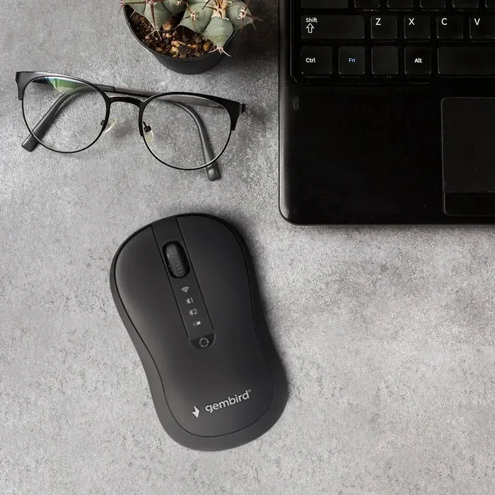 Gembird MUSW2-4B-01 Wireless Optical Mouse (Black, 1600 DPI, RF 2.4GHz + Bluetooth 5.2)