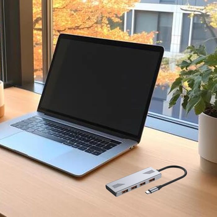 USB Hub Gembird 4-Port USB 3.2 Gen 2 Type C Silver