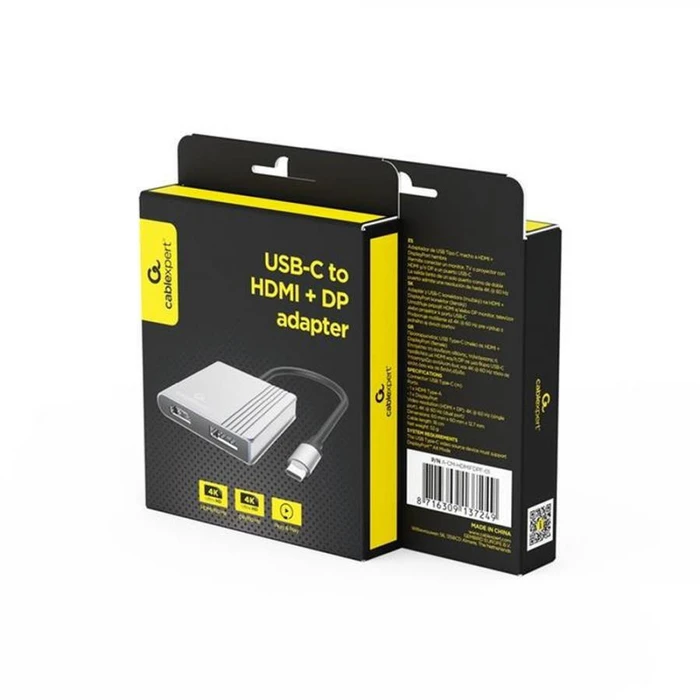Cablexpert Προσαρμογέας Type C σε HDMI και DP 4K 60Hz Μαύρο