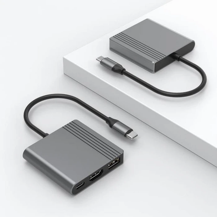 CABLEXPERT Αντάπτορας Πολυθύρα Type C 3 in 1 Space Grey