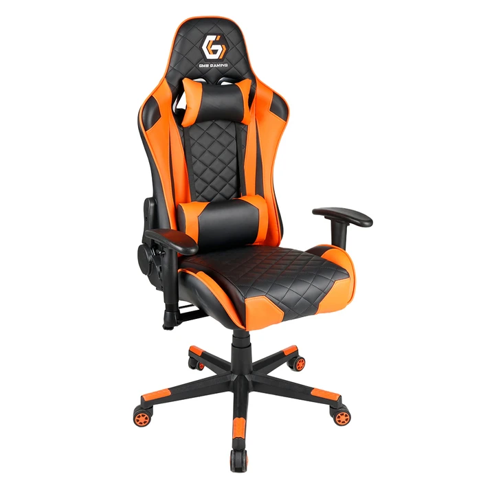 Gembird Καρέκλα Gaming PVC Leather με Μαξιλάρια Μαύρο Πορτοκαλί