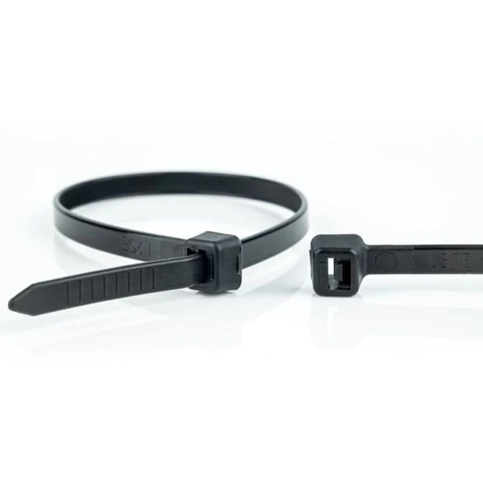 WKK Plastic Cable Ties, Black, UV-stabilized, 370 x 4.8 mm, 100 pcs