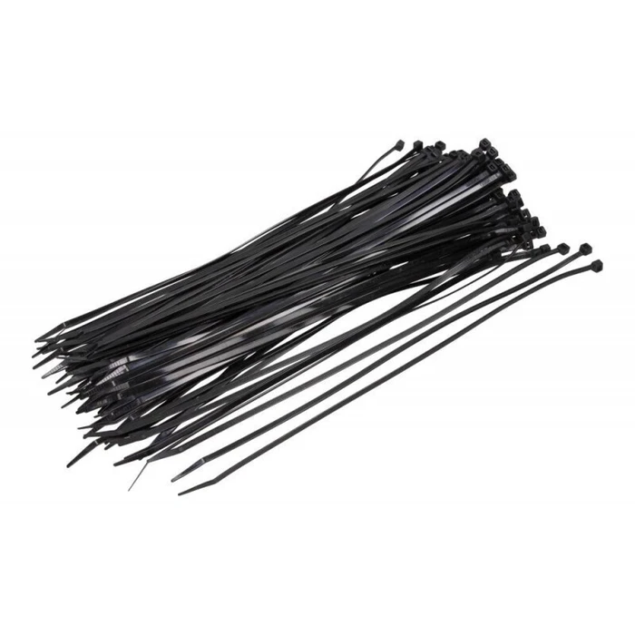 WKK Plastic Cable Ties, Black, UV-stabilized, 370 x 4.8 mm, 100 pcs