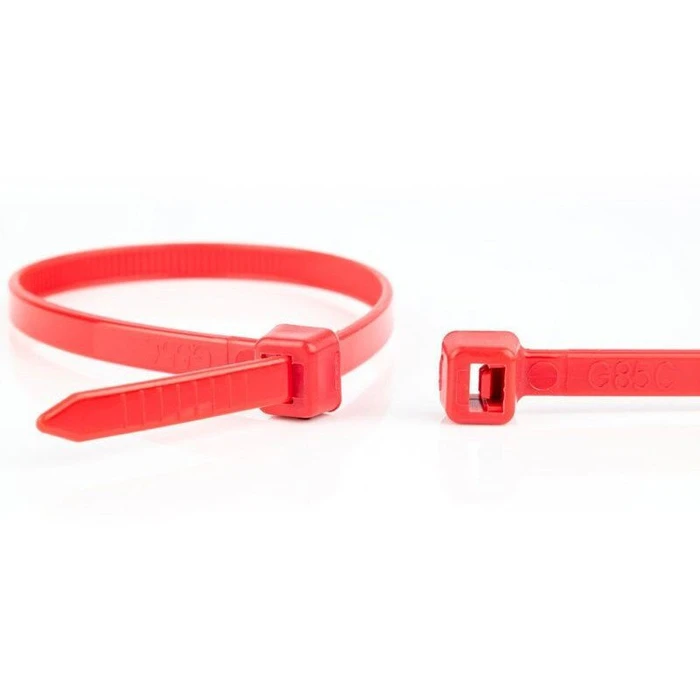 Πλαστικά δεματικά καλωδίων κόκκινα 370 x 4,8 mm, 100 τεμ.