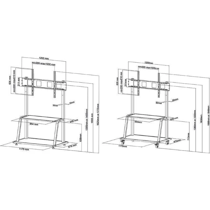 Neomounts NS-M4000BLACK Floor TV Stand for 60-105" TVs - Black