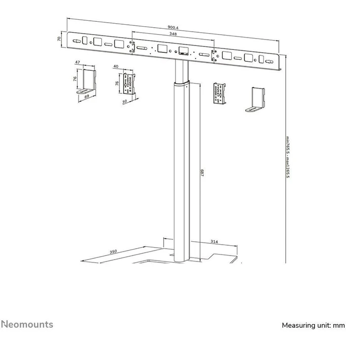 Neomounts AV80-500BL Universal Floor-Standing Videobar Support, 10 kg, Black
