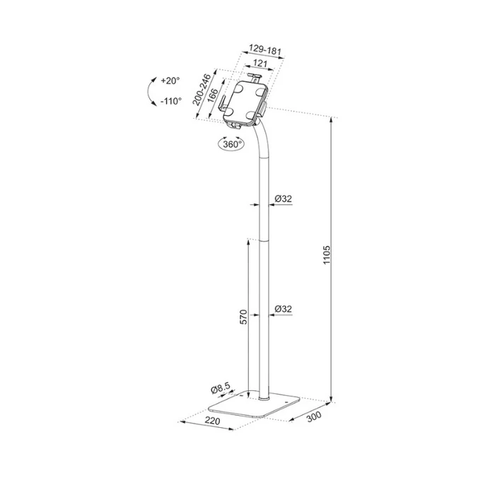 NEOMOUNTS FL15-625WH1 Floor Stand for Tablets 7.9-11" White
