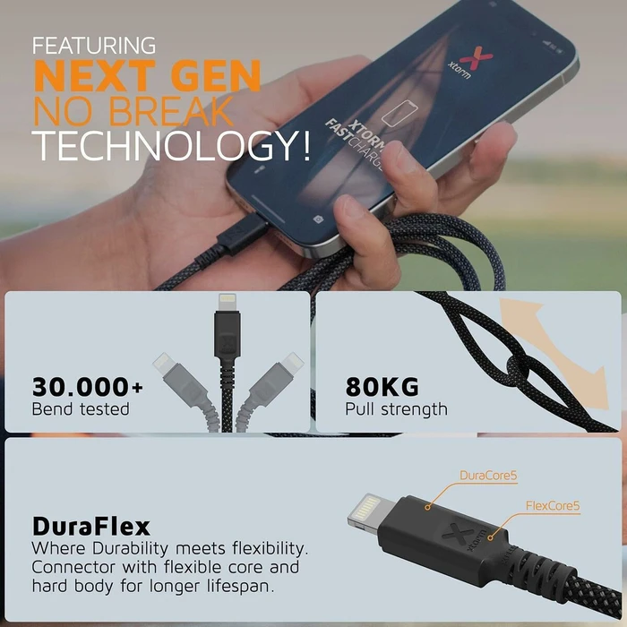 Xtorm USB-A to Lightning Cable 12W Μαύρο 1.5m CX3011
