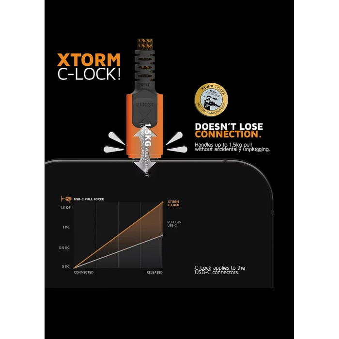 Xtorm USB 2.0 Cable USB-C male - USB-C 60W Μαύρο 1.5m CXX2003