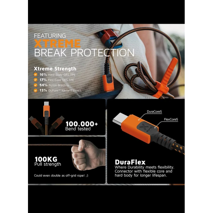 Xtorm USB 2.0 Cable USB-C male - USB-C 60W Μαύρο 1.5m CXX2003