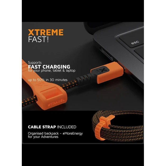Xtorm Braided / Spiral USB 2.0 Cable USB-C male - USB-C 240W PD Πορτοκαλί 1.5m MOB.ACC.00649