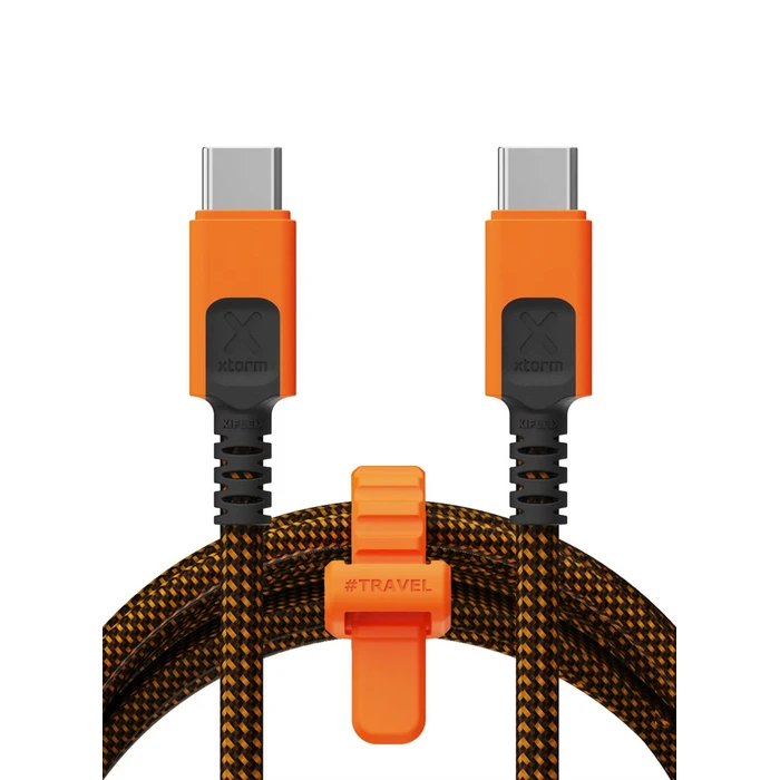 Xtorm Braided / Spiral USB 2.0 Cable USB-C male - USB-C 240W PD Πορτοκαλί 1.5m MOB.ACC.00649