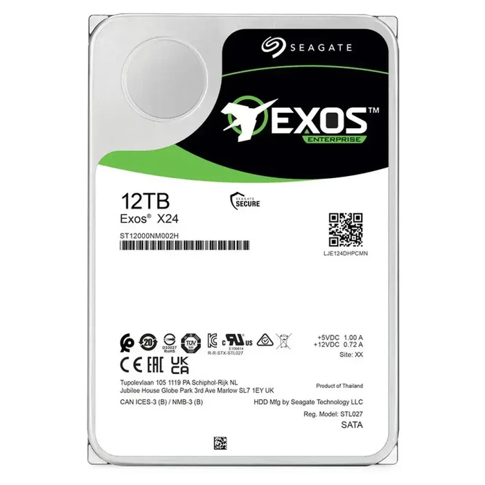 Seagate Exos X24 12TB Σκληρός Δίσκος 3.5" SATA III 7200rpm 512MB Cache ST12000NM002H