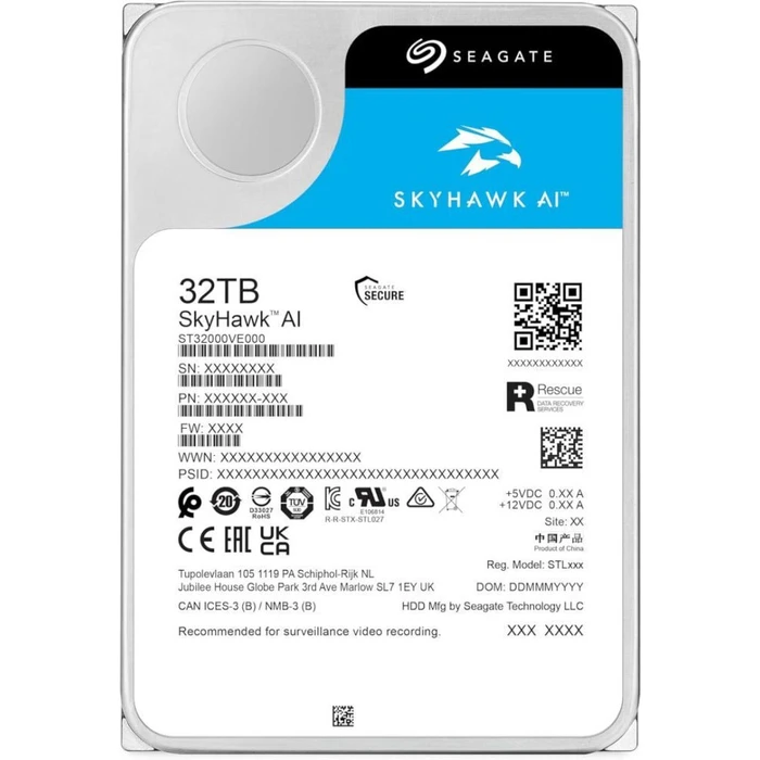 Seagate SkyHawk AI 32TB Internal HDD 3.5" SATA III 7200 RPM 512MB Cache ST32000VE000