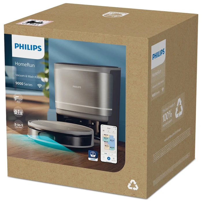 Philips HomeRun 9000 Series Robot Vacuum Cleaner XU9100/10 (Homerun) — LIDAR Mapping, 8000 Pa, Spinning Mops