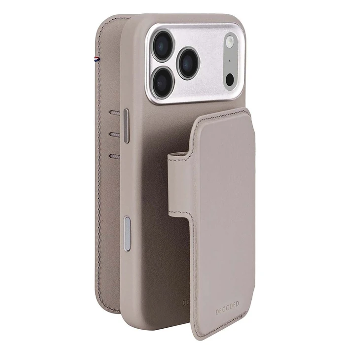 Decoded Folio Wallet Case for iPhone 17 Pro Max with MagSafe – Leather Detachable Case, Beige