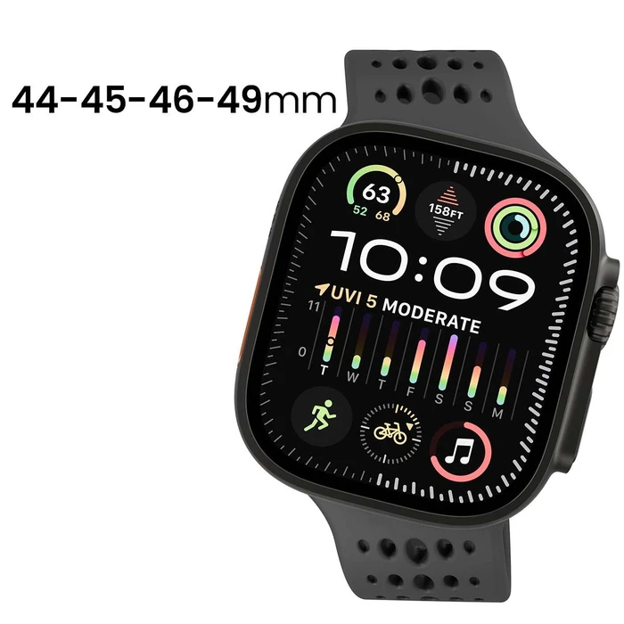 Decoded λουράκι σιλικόνης Ares O για Apple Watch 44–49mm, Μαύρο