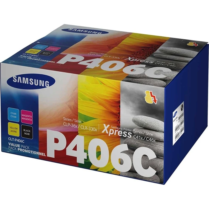 Samsung CLT-P406C Genuine Multipack Toner Black/Yellow/Cyan/Magenta 4-pack (RAINBOW KIT, SU375A)