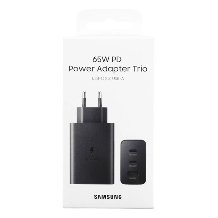 Samsung Φορτιστής Τοίχου 65W 2x USB-C + 1x USB-A Μαύρο (EP-T6530NBEGEU)
