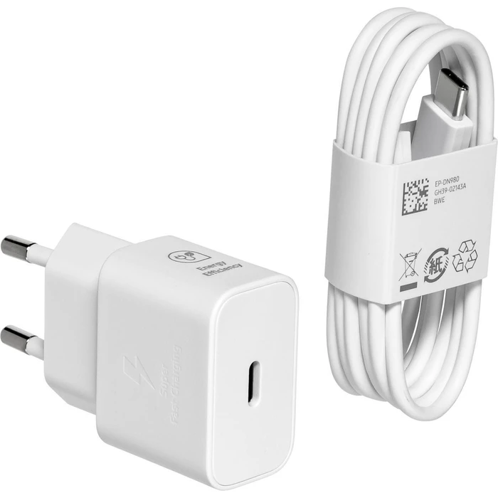 Samsung 25W USB-C Wall Charger with USB-C to USB-C Cable White (EP-T2510X)
