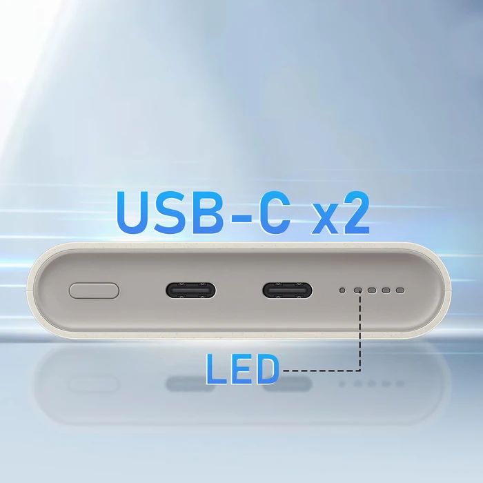 Samsung Power Bank U2510 10.000mAh 25W με ασύρματη φόρτιση 7.5W & 2 θύρες USB-C, Μπεζ (EB-U2510XUEGEU)