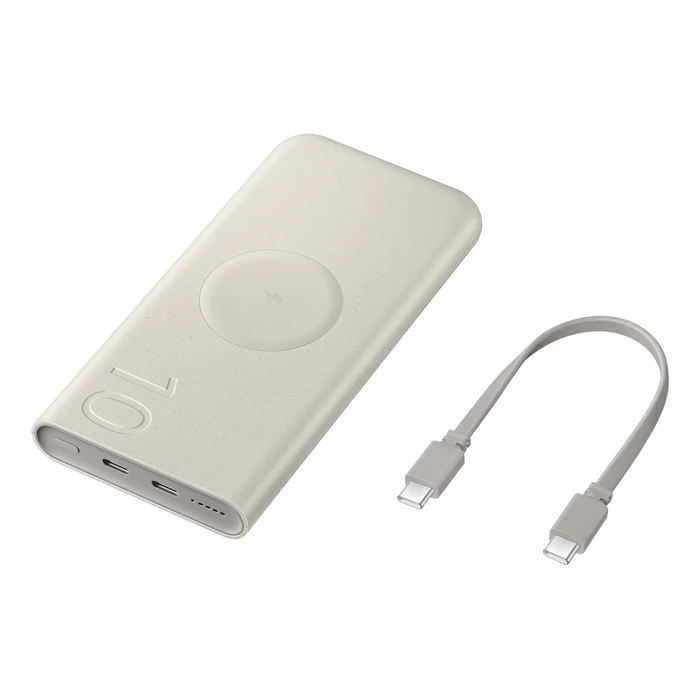 Samsung Power Bank U2510 10.000mAh 25W με ασύρματη φόρτιση 7.5W & 2 θύρες USB-C, Μπεζ (EB-U2510XUEGEU)