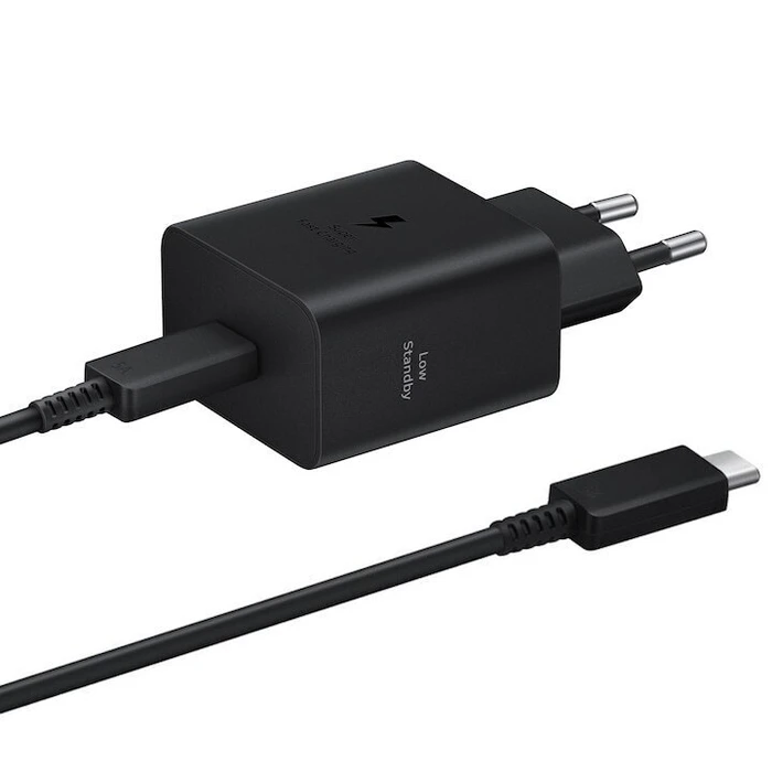 Samsung Φορτιστής τοίχου 45W USB-C με καλώδιο USB-C 1.8m Μαύρος (EP-T4511XBEGEU)