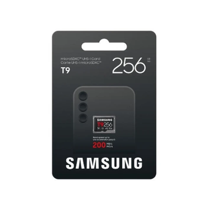 Κάρτα μνήμης microSDXC Samsung T9 256GB (V30, U3, A2) — 200MB/s ανάγνωση, 130MB/s εγγραφή