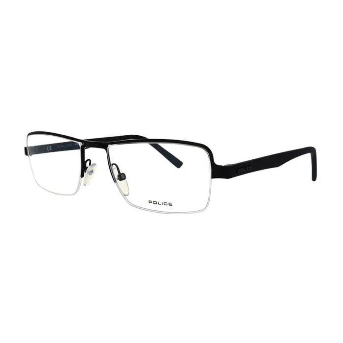Police VPL257 0531 Men's Metal Rectangular Optical Frame Black 52/19/140