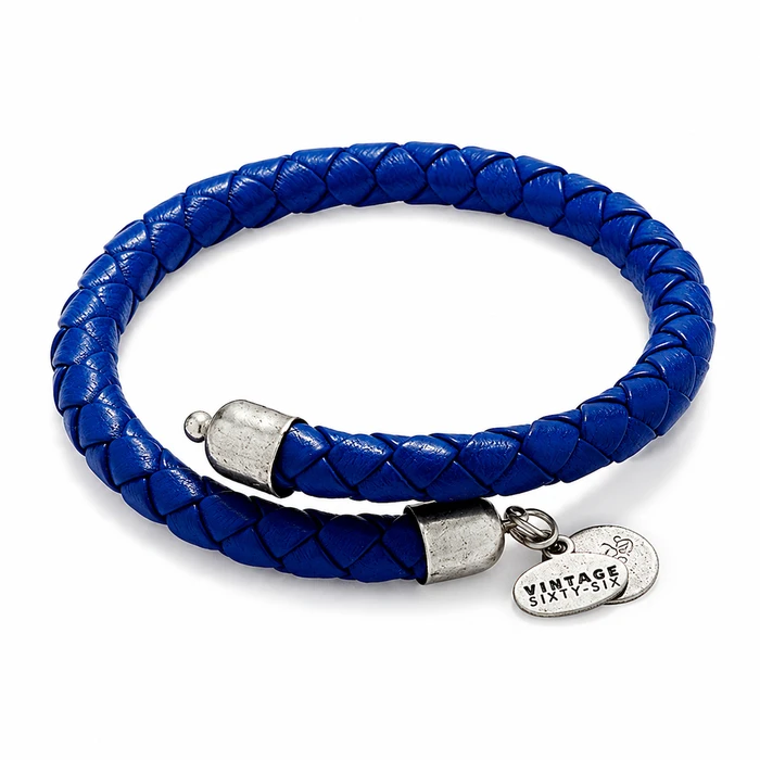 Γυναικείο Βραχιόλι Alex and Ani VW475RS - Μπλε δερμάτινο 20 cm