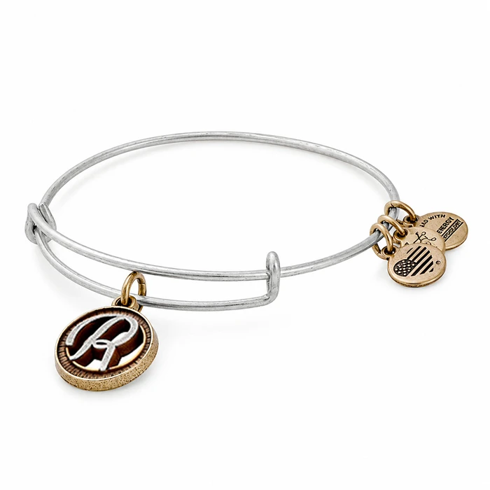 Γυναικείο βραχιόλι Alex and Ani 20cm δύο τόνων με γράμμα R