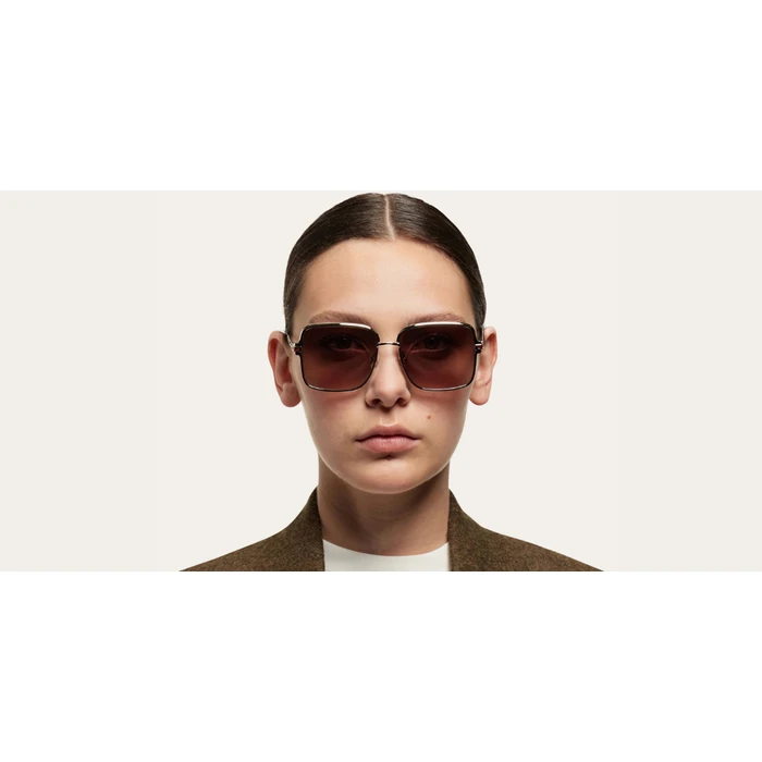 Salvatore Ferragamo Unisex Γυαλιά Ηλίου με Χρυσό Σκελετό και Μπορντό Φακό SF317S-745