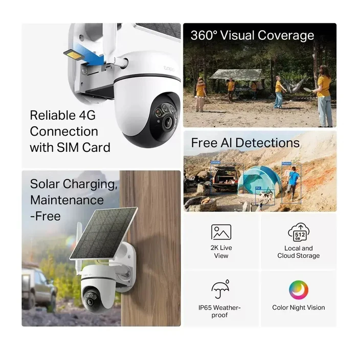 TP-Link Solar-Powered Pan/Tilt 4G LTE Security Camera Kit (TAPO C615G KIT) (TPC615GKIT)