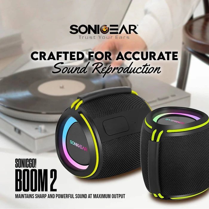 Portable Speaker SonicGear SonicGo Boom 2 Black Bluetooth 5.4 IPX5 Type C