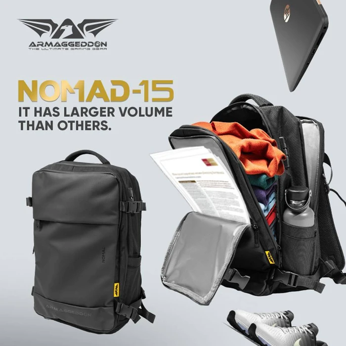 Laptop Backpack ARMAGGEDDON Travel Splashproof Nomad Carbon 15.6