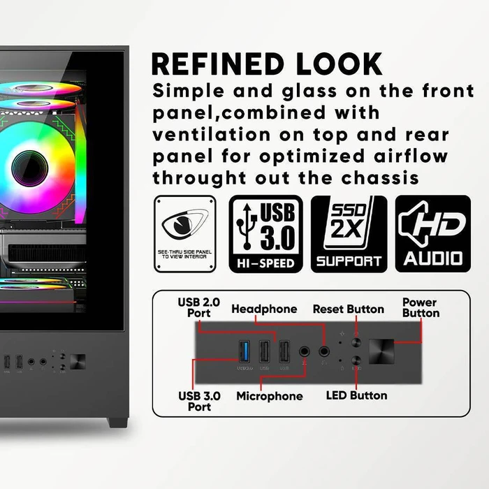 ARMAGGEDDON Κουτί Υπολογιστή με Τροφοδοτικό Aquaron Nemo Black