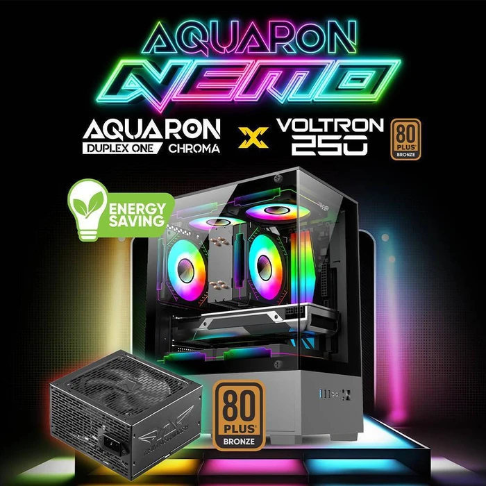 ARMAGGEDDON Κουτί Υπολογιστή με Τροφοδοτικό Aquaron Nemo Black