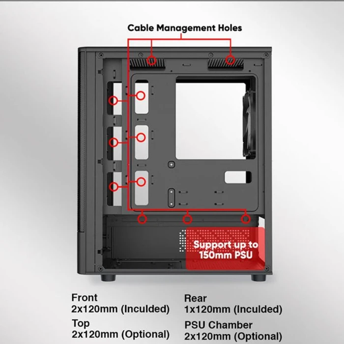 ARMAGGEDDON Κουτί Υπολογιστή Micro ATX Deepfreeze Duplex 2 ARGB C Black με 3 ARGB Ανεμιστήρες και Type C