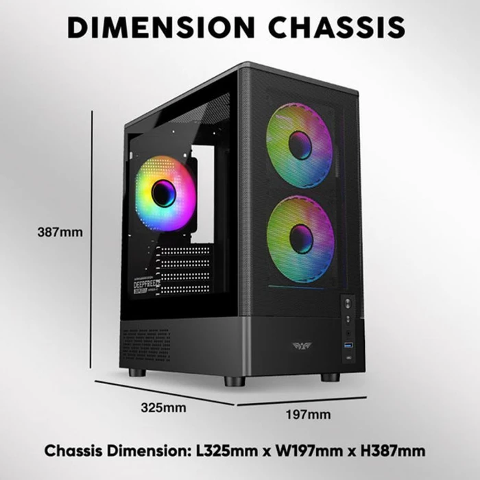 ARMAGGEDDON Κουτί Υπολογιστή Micro ATX Deepfreeze Duplex 2 ARGB C Black με 3 ARGB Ανεμιστήρες και Type C