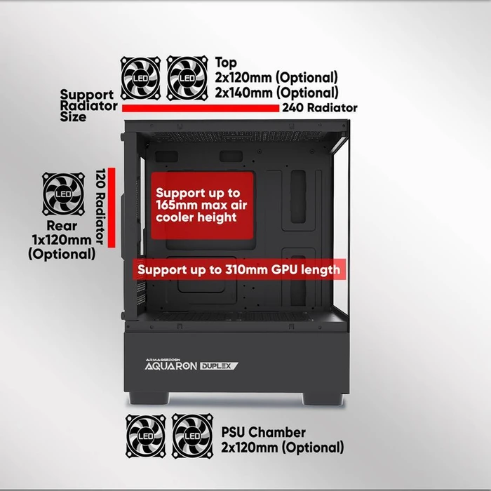 Armaggeddon Κουτί Υπολογιστή Aquaron Duplex Black Micro ATX Gaming