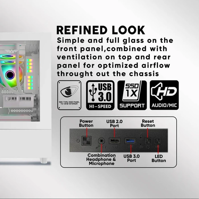 ARMAGGEDDON Κουτί Υπολογιστή Micro ATX Aquaron Duplex White