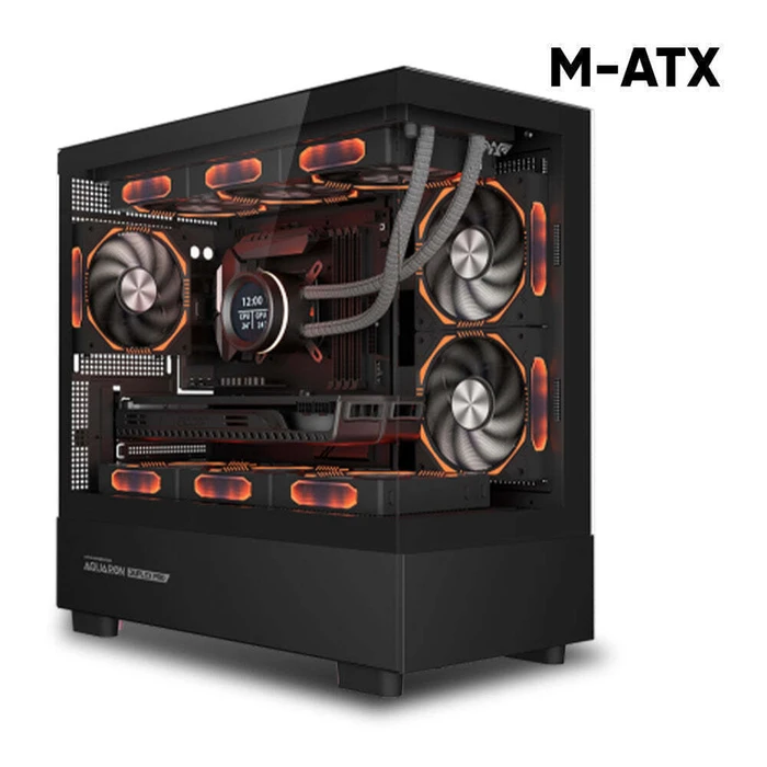 ARMAGGEDDON Κουτί Υπολογιστή RGB M ATX Dual Chamber Gaming Case Aquaron Duplex Pro Black