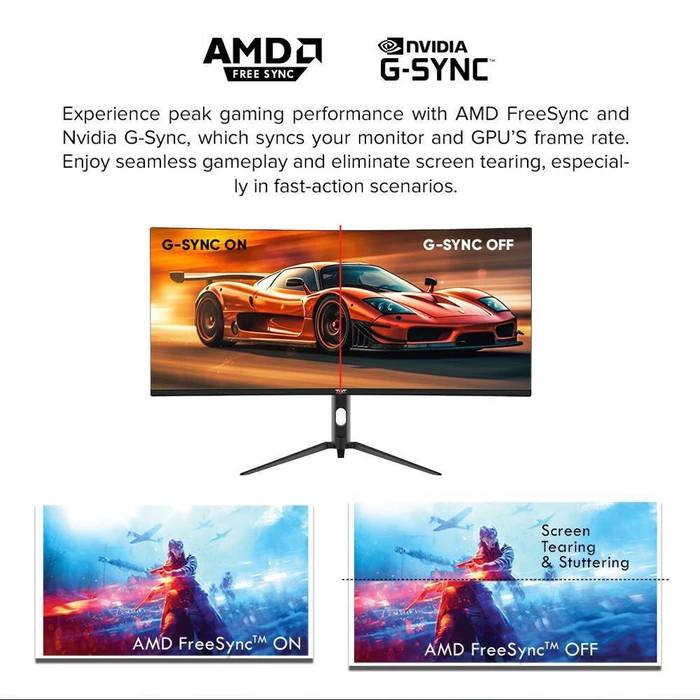 ARMAGGEDDON Monitors Curved Ultra Wide Gaming Monitor 34 PIXXEL XTREME Series Super G180 G Sync Black