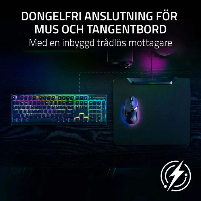 Razer Hyperflux V2 Σκληρό Ασύρματο Charging Puck Gaming Mousepad Αντιολισθητική Rubber Βάση