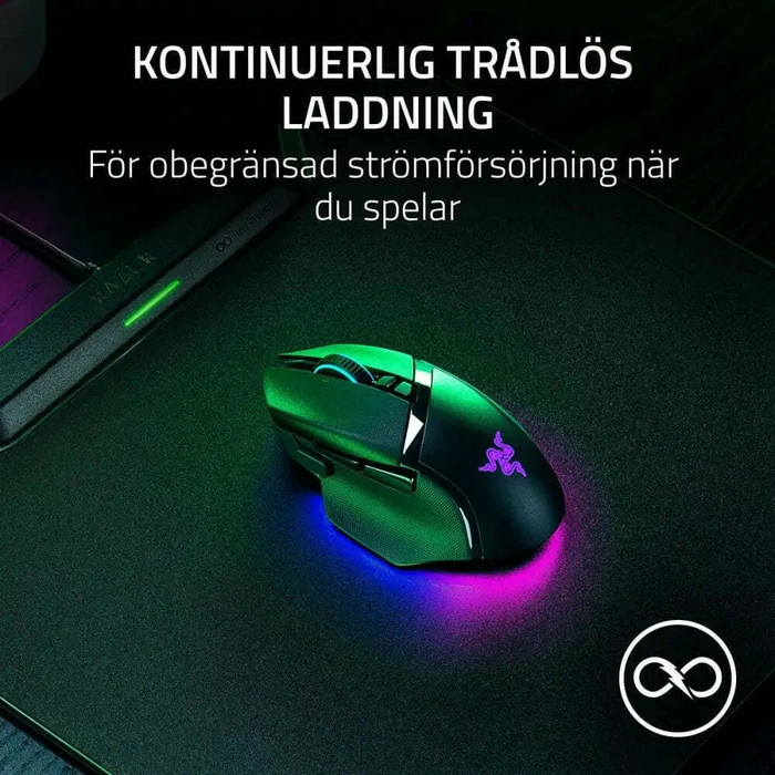 Razer Hyperflux V2 Σκληρό Ασύρματο Charging Puck Gaming Mousepad Αντιολισθητική Rubber Βάση
