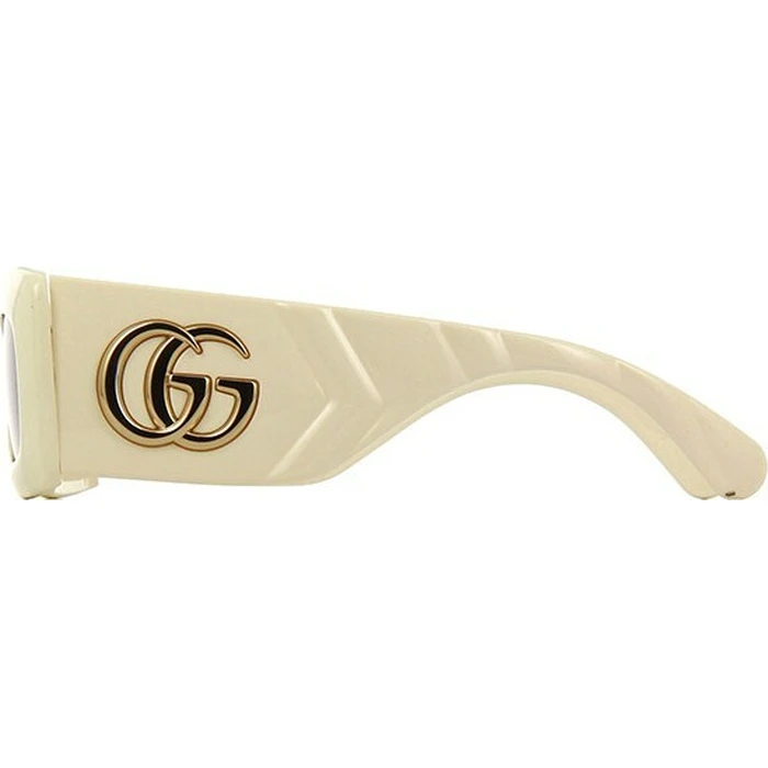 Gucci Γυναικεία Γυαλιά Ηλίου με Λευκό Κοκκάλινο Σκελετό και Καφέ Φακό GG0811S-002
