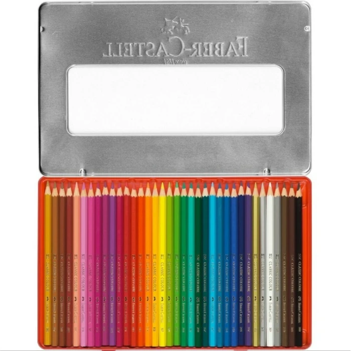 Μολύβια χρώματος Faber-Castell εξάγωνα σε μεταλλική κασετίνα 36 τεμ. (FABER-CASTELL Buntstift hexagonal 36er - Μεταλλικό κουτί)